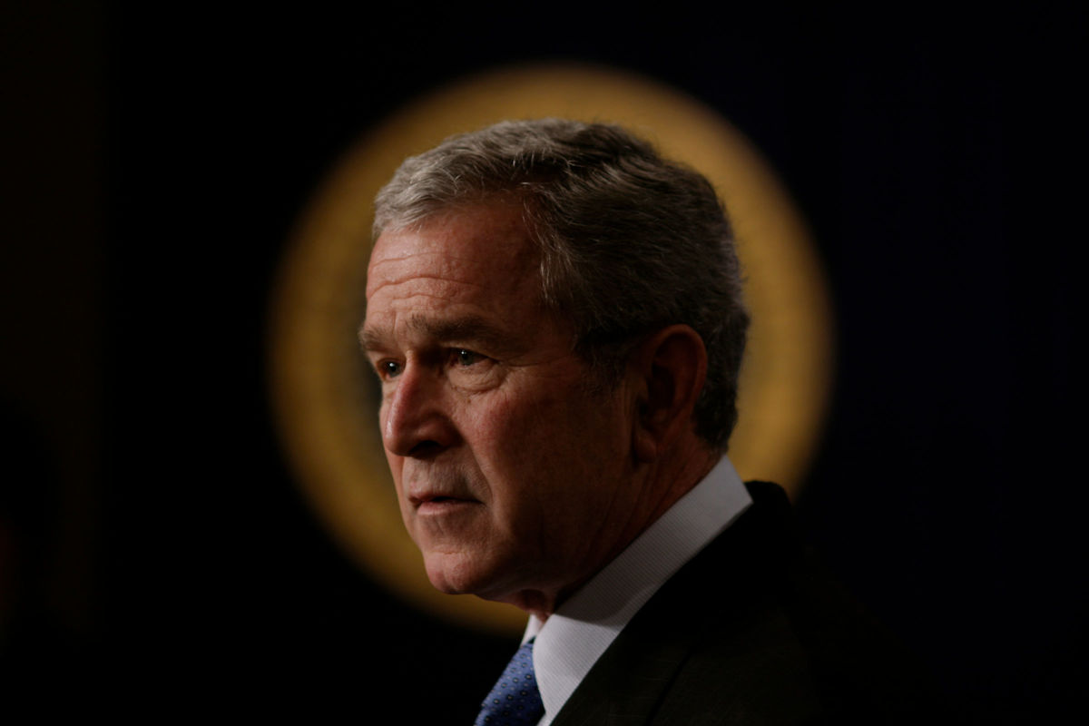 President George W. Bush makes a statement at the Eisenhower Executive Office Building in Washington, D.C., December 11, 2007.