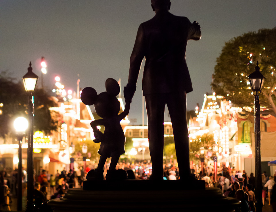 Statue of Walt Disney and Mickey Mouse at Disneyland