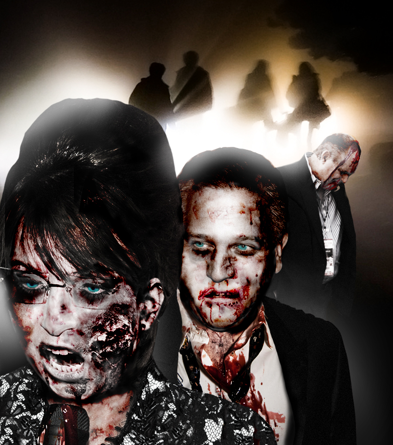 Sarah Palin, Glenn Beck and Rush Limbaugh as zombies