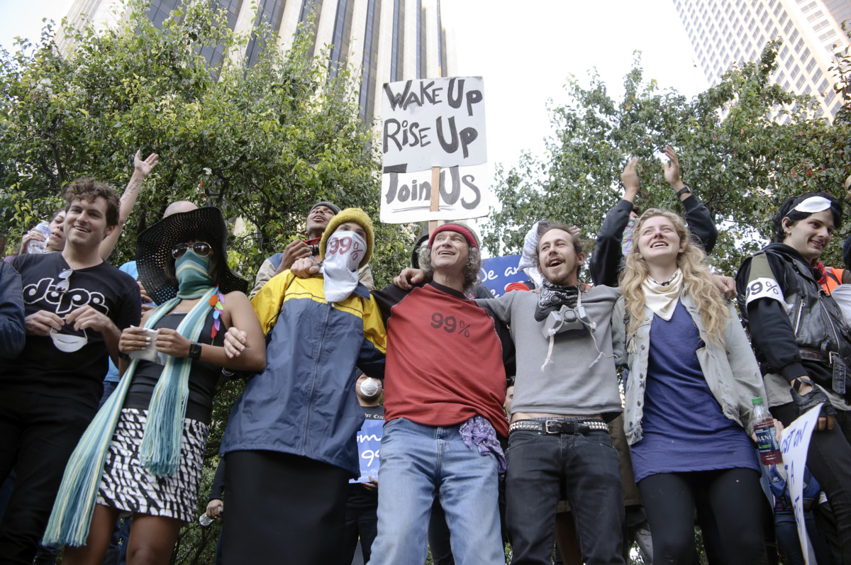 Occupy LA protesters march on November 17, 2011, in Los Angeles, California.Occupy LA protesters march on November 17, 2011, in Los Angeles, California.