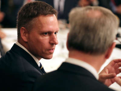 Venture capitalist Peter Thiel speaks during a meeting of the White House American Technology Council in the State Dining Room of the White House, June 19, 2017, in Washington, D.C.