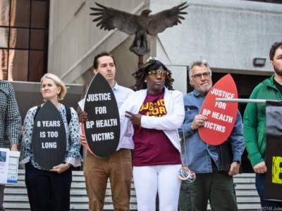 Rally in front of the Federal Court in New Orleans on April 20, 2018.