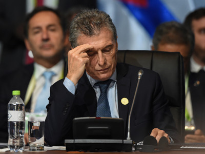 Argentinian President Mauricio Macri attends the plenary session of the Eighth Americas Summit in Lima, on April 14, 2018.