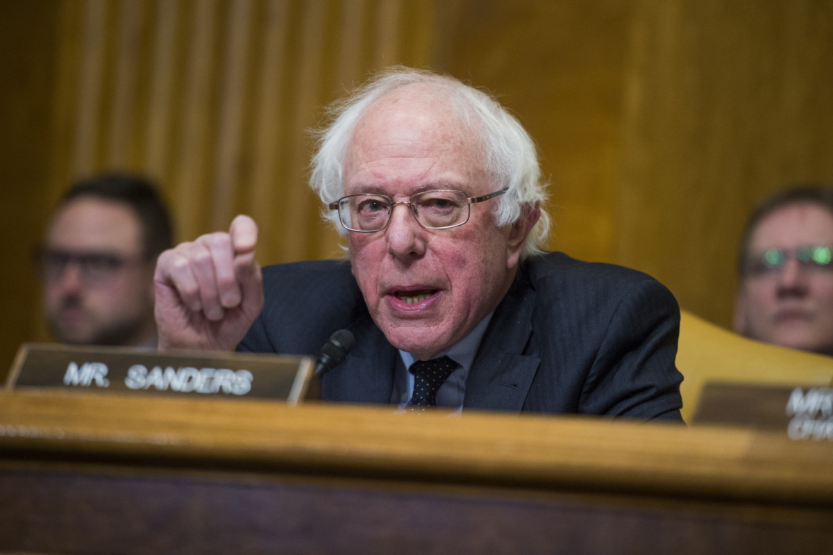 Sen. Bernie Sanders attends a Senate Budget Committee hearing on February 13, 2018, in Washington, DC.