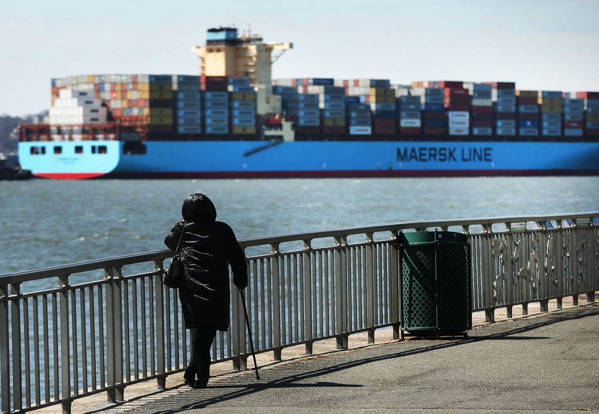 A cargo ship arrives into New York harbor on April 9, 2018, in New York City. As a potential trade war with China continues to spook investors and markets, Donald Trump claims US tariffs on more than $150 billion of Chinese goods and products might cause "a little pain," but that the US will benefit in the long run.