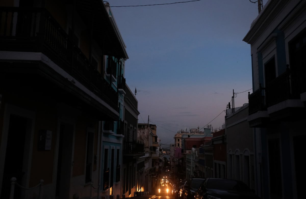 View of Old San Juan, Puerto Rico, on April 18, 2018, as a major failure knocked out the electricity in Puerto Rico, leaving the entire island without power nearly seven months after Hurricane Maria destroyed the electrical grid. It was the second widespread failure in less than a week, underscoring just how fragile Puerto Rico's electricity remains since the storm.