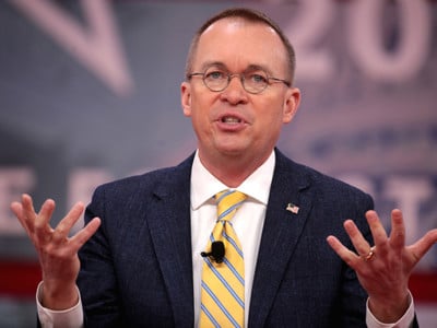 Office of Management and Budget Director Mick Mulvaney speaks at the 2018 Conservative Political Action Conference in National Harbor, Maryland, on February 24, 2018.