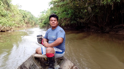 Samuel Rios, community member of Vista Alegre and environmental monitor for the community, as part of Kichwa federation FECONAT's independent environmental monitoring program.