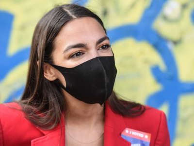 Rep. Alexandria Ocasio-Cortez campaigns on June 23, 2020, in the Bronx borough of New York City.