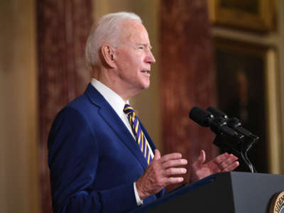 President Biden speaks at the State Department in Washington, D.C., on February 4, 2021.