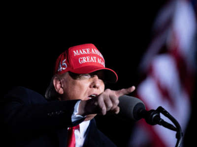 President Trump speaks during a rally at Richard B. Russell Airport in Rome, Georgia, on November 1, 2020.