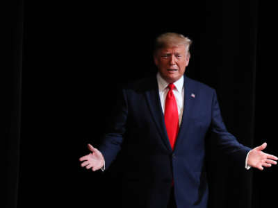 President Trump arrives to speak during an event at the Sharon L. Morse Performing Arts Centeron on October 3, 2019, in The Villages, Florida.