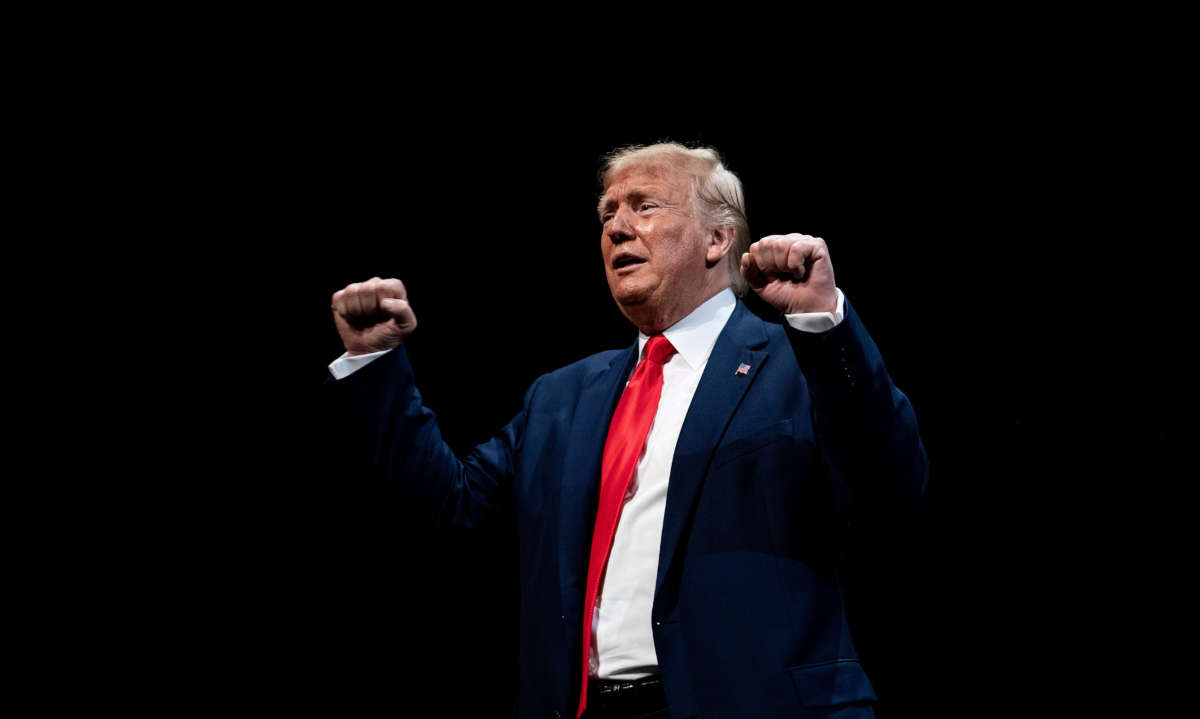 President Trump speaks at Sharon L. Morse Performing Arts Center on October 3, 2019, in The Villages, Florida.