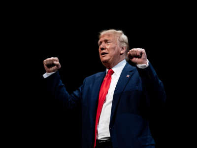 President Trump speaks at Sharon L. Morse Performing Arts Center on October 3, 2019, in The Villages, Florida.