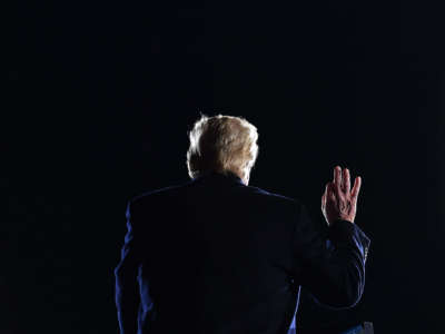 President Trump gestures as he speaks during a rally in Dalton, Georgia, on January 4, 2021.