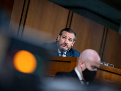 Sen. Ted Cruz speaks during a confirmation hearing before the Senate Judiciary Committee in the Hart Senate Office Building on February 22, 2021, in Washington, D.C.