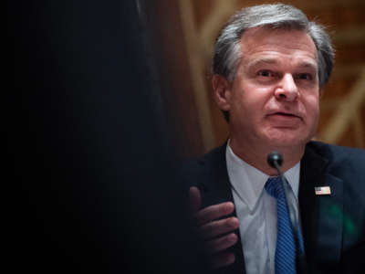 FBI Director Christopher Wray testifies during the Senate Homeland Security and Governmental Affairs Committee hearing titled Threats to the Homeland, in Dirksen Senate Office Building on September 24, 2020.