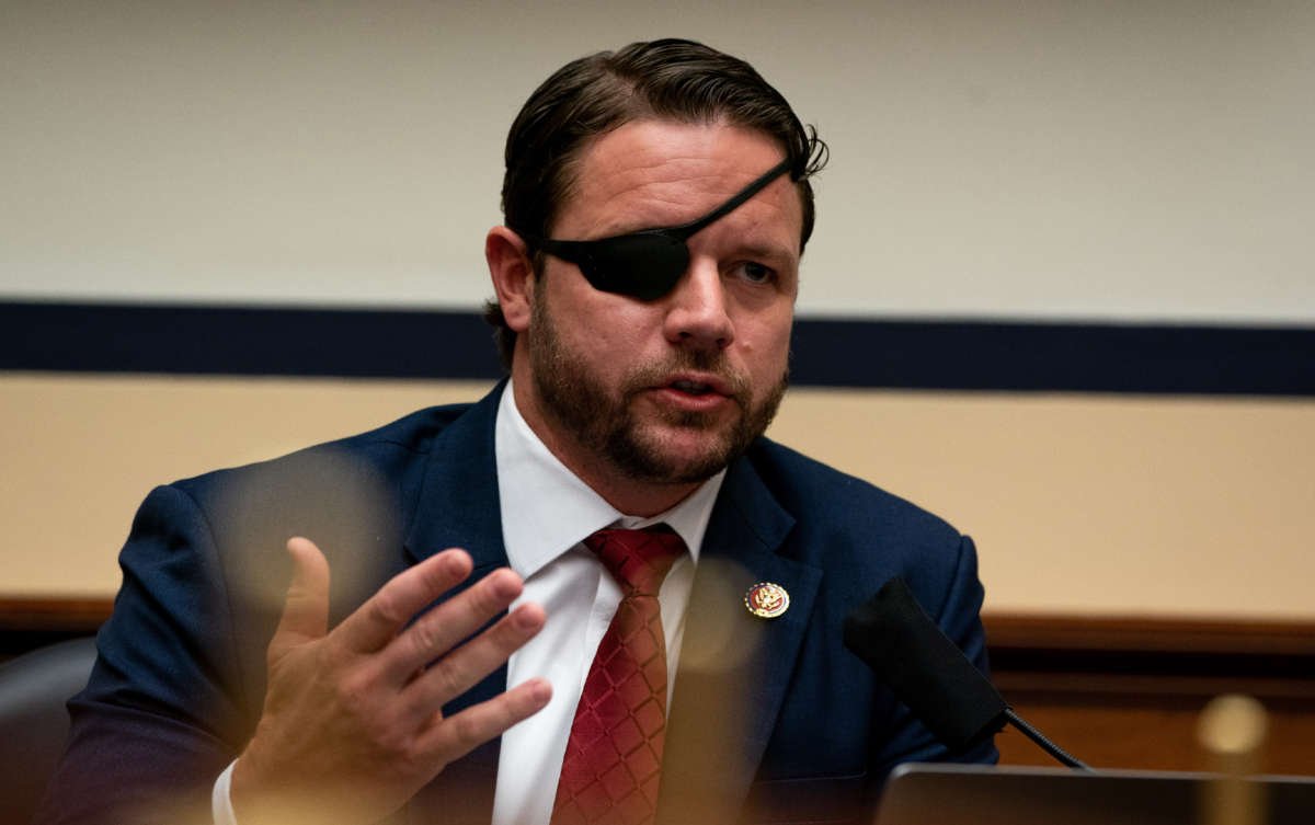 Rep. Dan Crenshaw speaks during a hearing before the House Committee on Homeland Security on Capitol Hill on July 22, 2020, in Washington D.C.