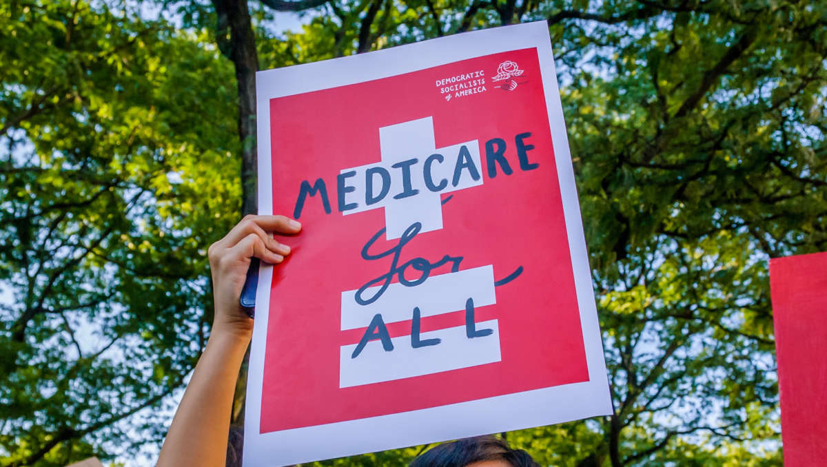 Protesters demonstrate outside of the New York County Republican Office in New York City on July 5, 2017.