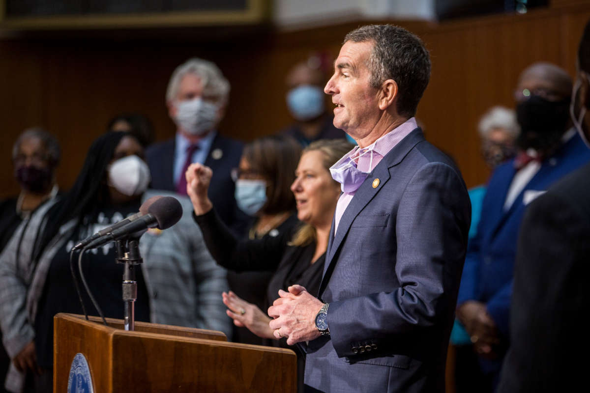 Virginia Gov. Ralph Northam speaks during a news conference on June 4, 2020, in Richmond, Virginia.