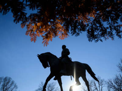 A statue of Confederate General Robert Edward Lee is seen in Market Street Park on November 26, 2018, in Charlottesville, Virginia.