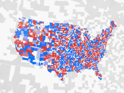 USA map divided into several red and blue districts