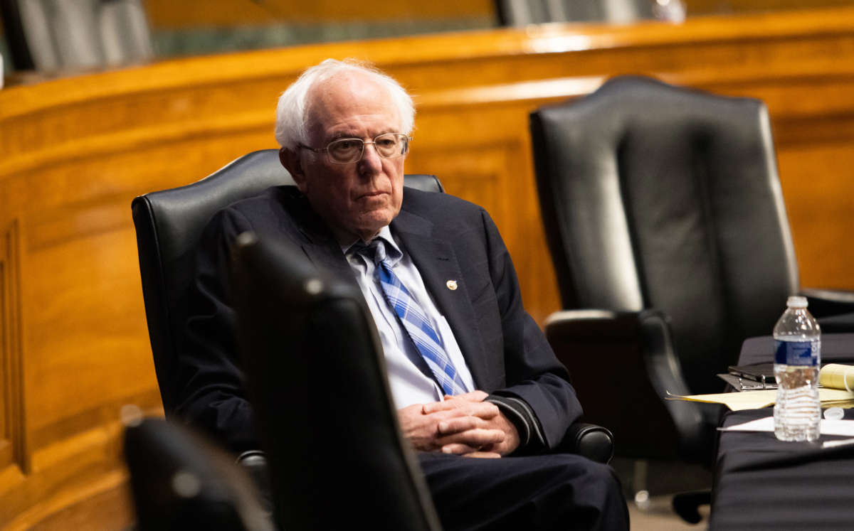 Sen. Bernie Sanders attends a confirmation hearing on Capitol Hill on January 27, 2021, in Washington, D.C.