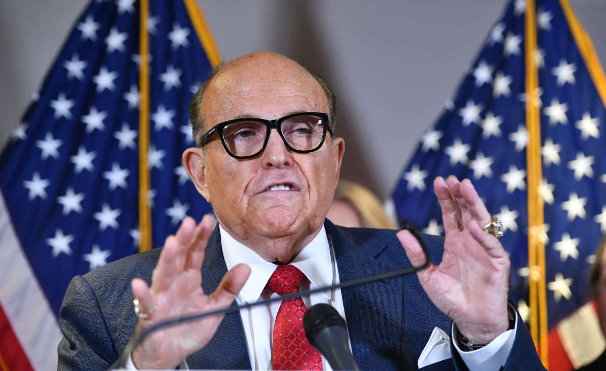 Rudy Giuliani speaks during a press conference at the Republican National Committee headquarters in Washington, D.C., on November 19, 2020.