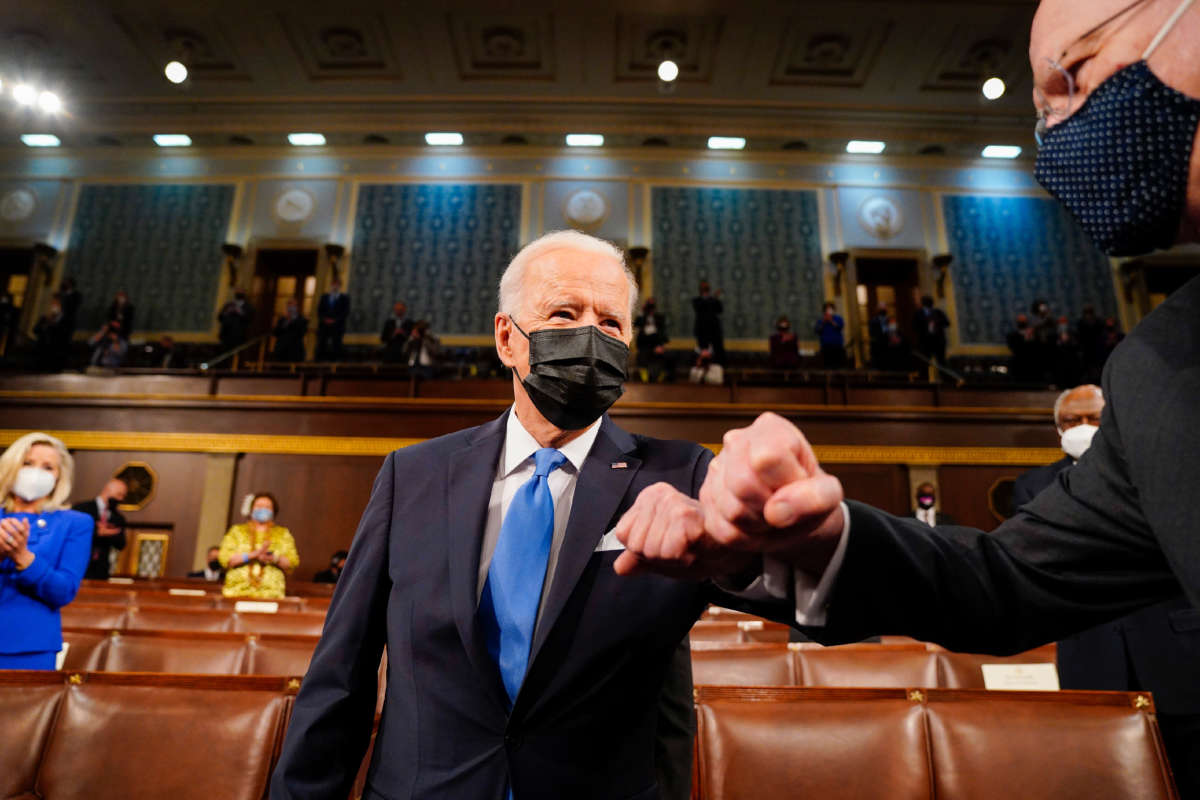 President Joe Biden arrives to address a joint session of Congress on April 28, 2021, in Washington, D.C.