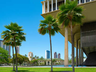 The Hawaii State Capitol building in Honolulu, pictured May 3, 2019.