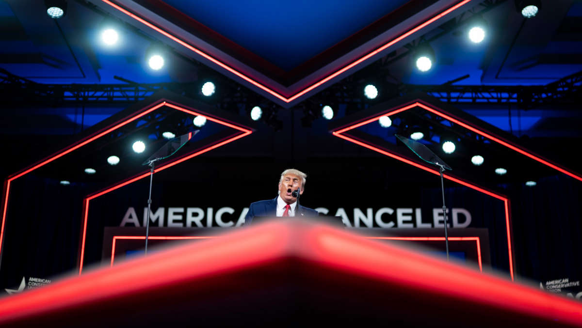 Former President Donald Trump speaks during the final day of the Conservative Political Action Conference CPAC held at the Hyatt Regency Orlando on February 28, 2021, in Orlando, Florida.