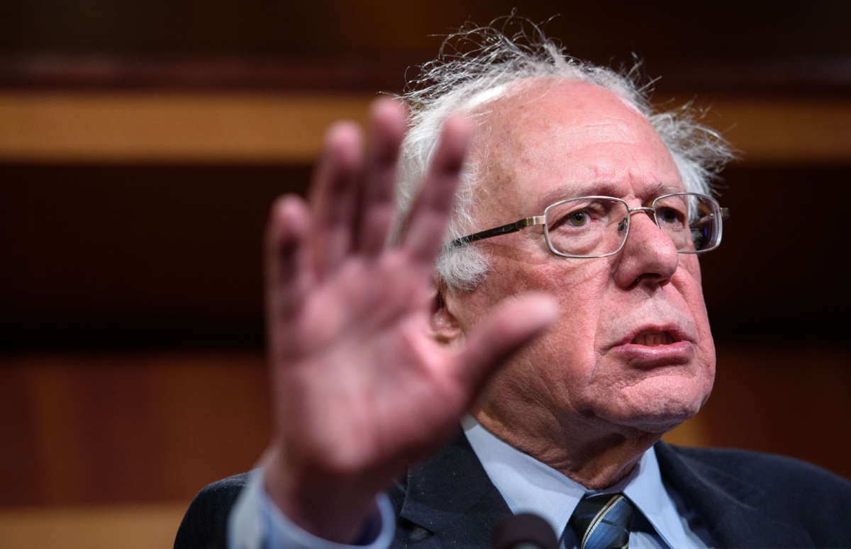 Sen. Bernie Sanders speaks at the U.S. Capitol in Washington, D.C., on December 13, 2018.