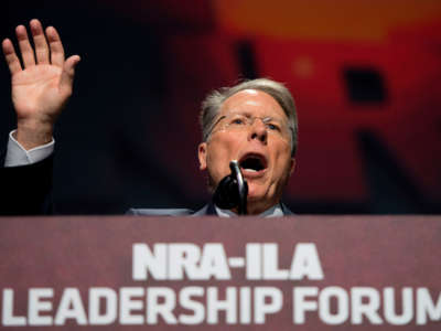 National Rifle Association (NRA) President Wayne LaPierre speaks during the NRA Leadership Forum in Atlanta, Georgia, on April 28, 2017.