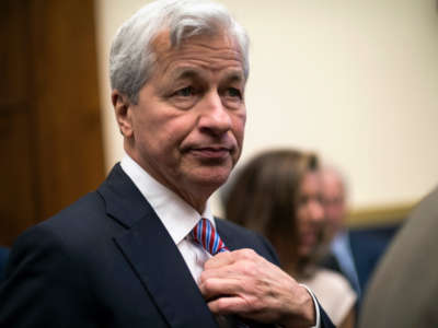 Jamie Dimon, Chair and CEO of JPMorgan Chase, takes his seat to testify before the House Financial Services Commitee on April 10, 2019, in Washington, D.C.