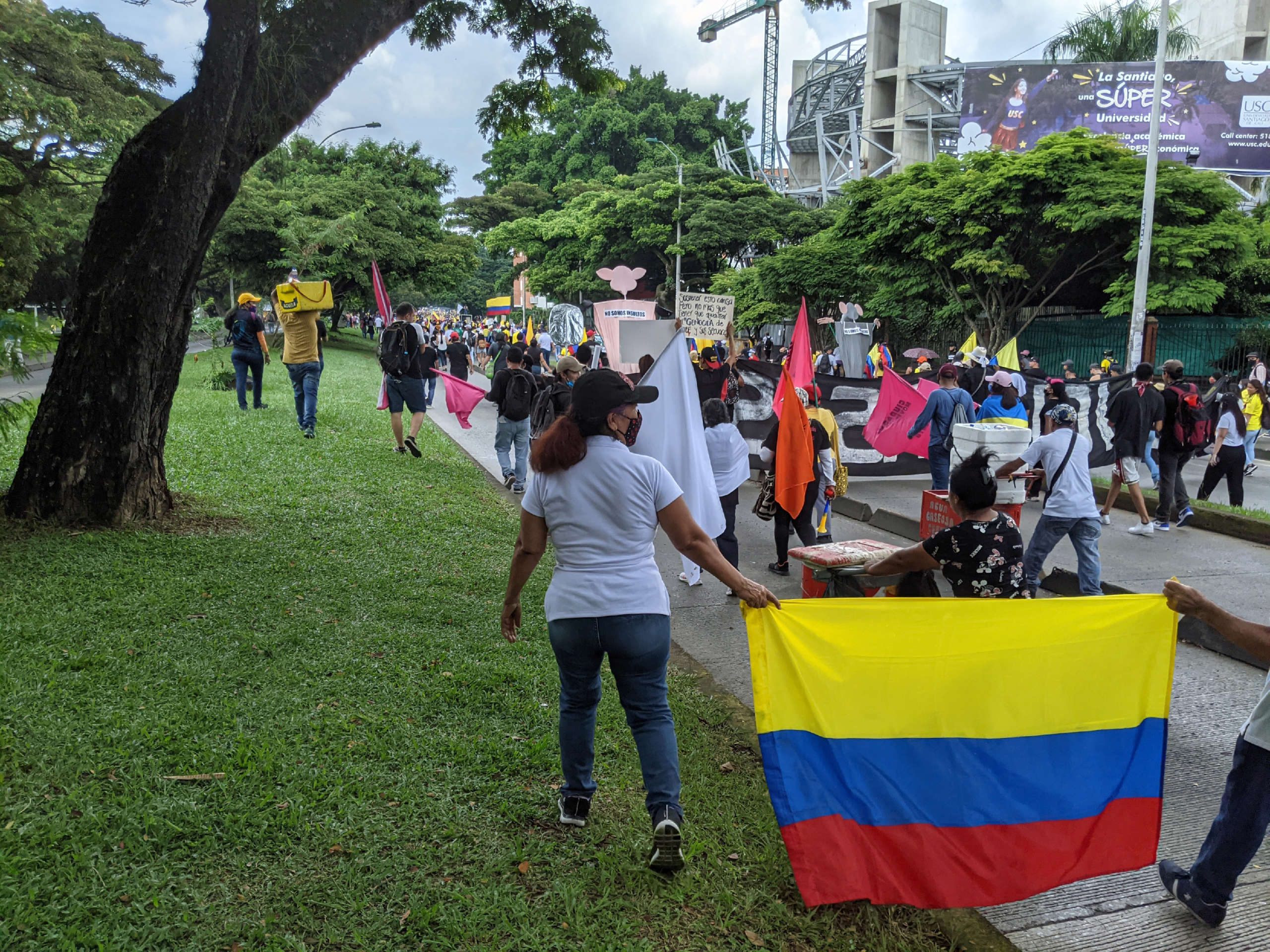 A march during the one-month mark of the national strike, Cali, Colombia, on May 28, 2021.