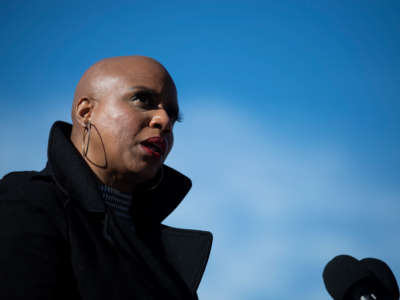 Rep. Ayanna Pressley speaks during a news conference in Washington, D.C., on February 4, 2021.