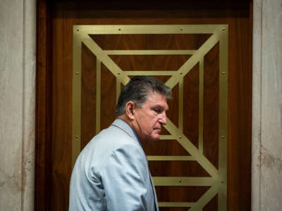 Sen. Joe Manchin departs a Senate Appropriations Subcommittee hearing on June 9, 2021, at the U.S. Capitol in Washington, D.C.