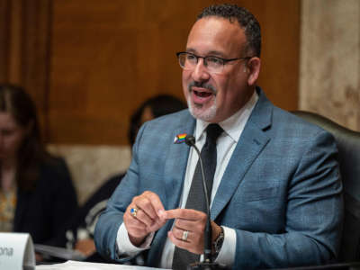 Education Secretary Miguel Cardona testifies before the Labor, Health and Human Services, Education and Related Agencies Subcommittee on Capitol Hill in Washington, D.C., on June 16, 2021.
