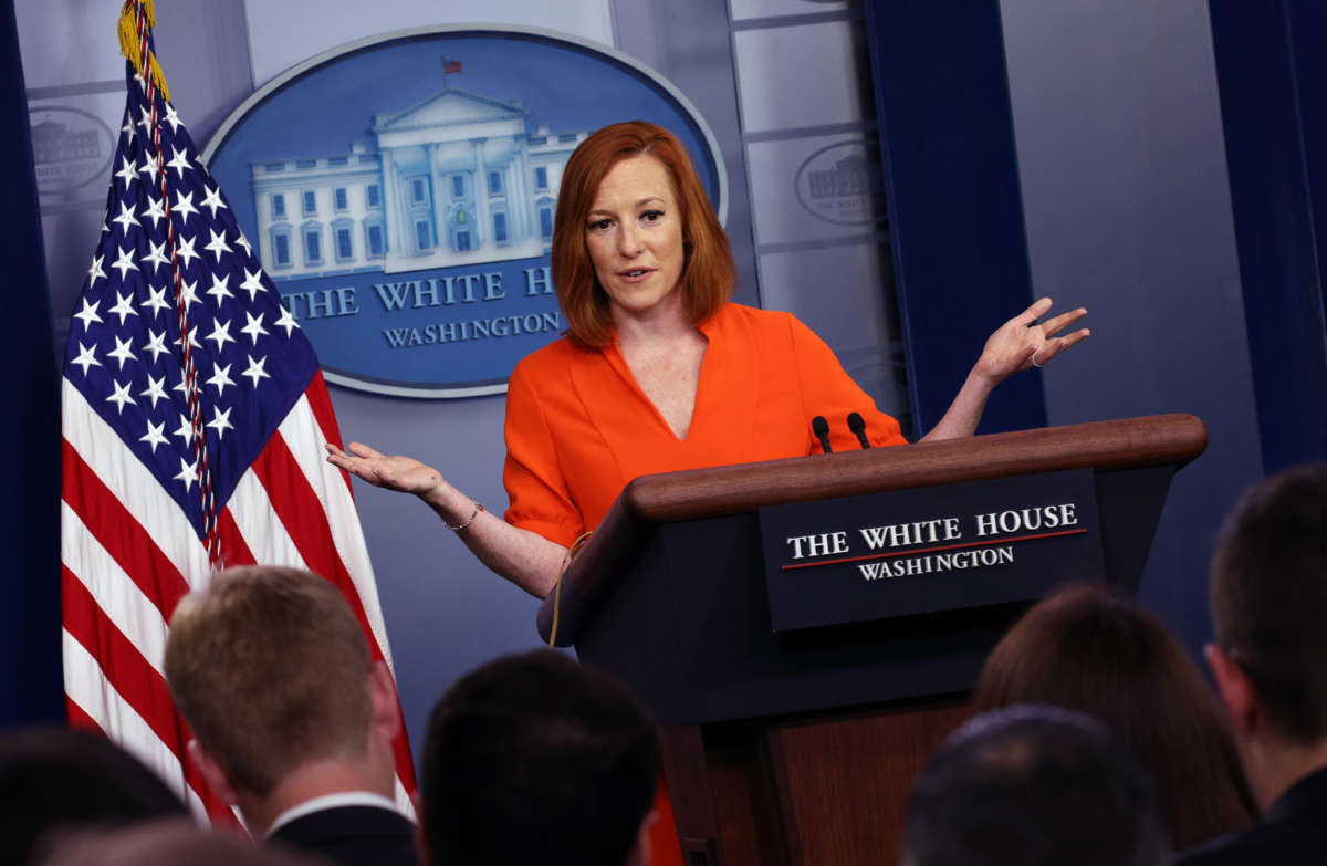 White House Press secretary Jen Psaki holds a press briefing at the White House on June 21, 2021, in Washington, D.C.