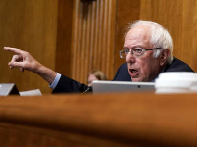 Senate Budget Committee Chairman Bernie Sanders gives an opening statement during a hearing on June 8, 2021, at the U.S. Capitol in Washington, D.C.