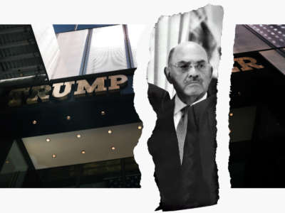 Allen Weisselberg, chief financial officer of the Trump Organization, is pictured with Trump Tower in New York City.