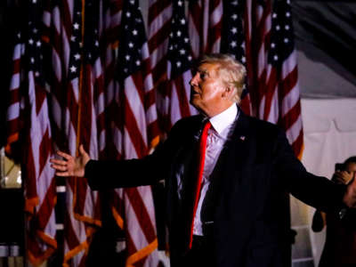 Former President Donald Trump leaves after a rally on July 3, 2021, in Sarasota, Florida.