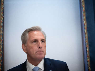 House Minority Leader Kevin McCarthy speaks with reporters on May 19, 2021, in Washington, D.C.