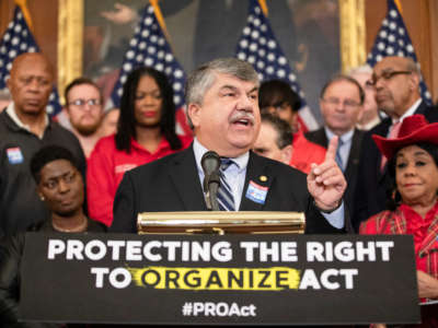 Richard Trumka, President of the American Federation of Labor and Congress of Industrial Organizations, speaks during a press conference advocating for the passage of the Protecting the Right to Organize (PRO) Act in the House of Representatives on Capitol Hill on February 5, 2020, in Washington, D.C.