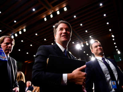 Judge Brett Kavanaugh gets up for a break during his Senate Judiciary Committee confirmation hearing to be an Associate Justice on the U.S. Supreme Court on September 4, 2018, on Capitol Hill in Washington, D.C.