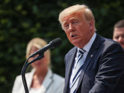 Former President Donald Trump speaks during a press conference at the Trump National Golf Club in Bedminster of New Jersey on July 7, 2021.