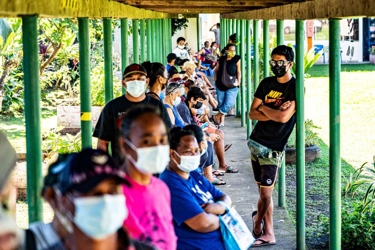 People line up to recieve the covid-19 vaccine