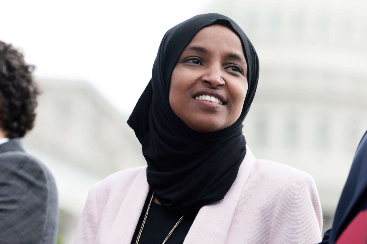 Rep. Ilhan Omar listens during a news conference on September 22, 2021, in Washington, D.C.