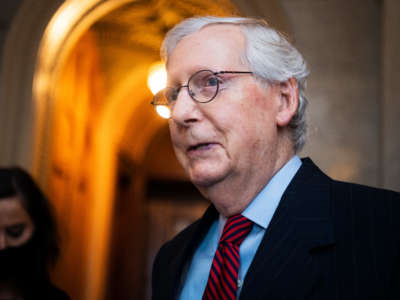 Senate Minority Leader Mitch McConnell is seen during a senate vote in the U.S. Capitol on September 22, 2021.