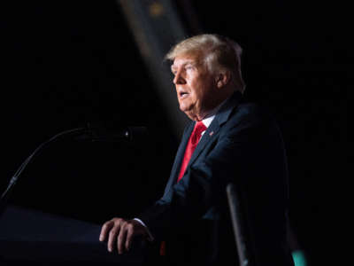 Former President Donald Trump speaks at a rally on September 25, 2021, in Perry, Georgia.
